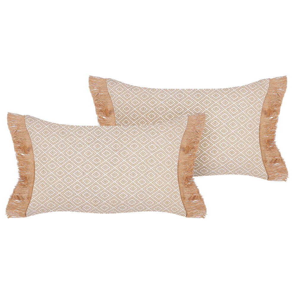 Set of 2 Decorative Cushions BOATH 30 x 50 cm Beige Solid