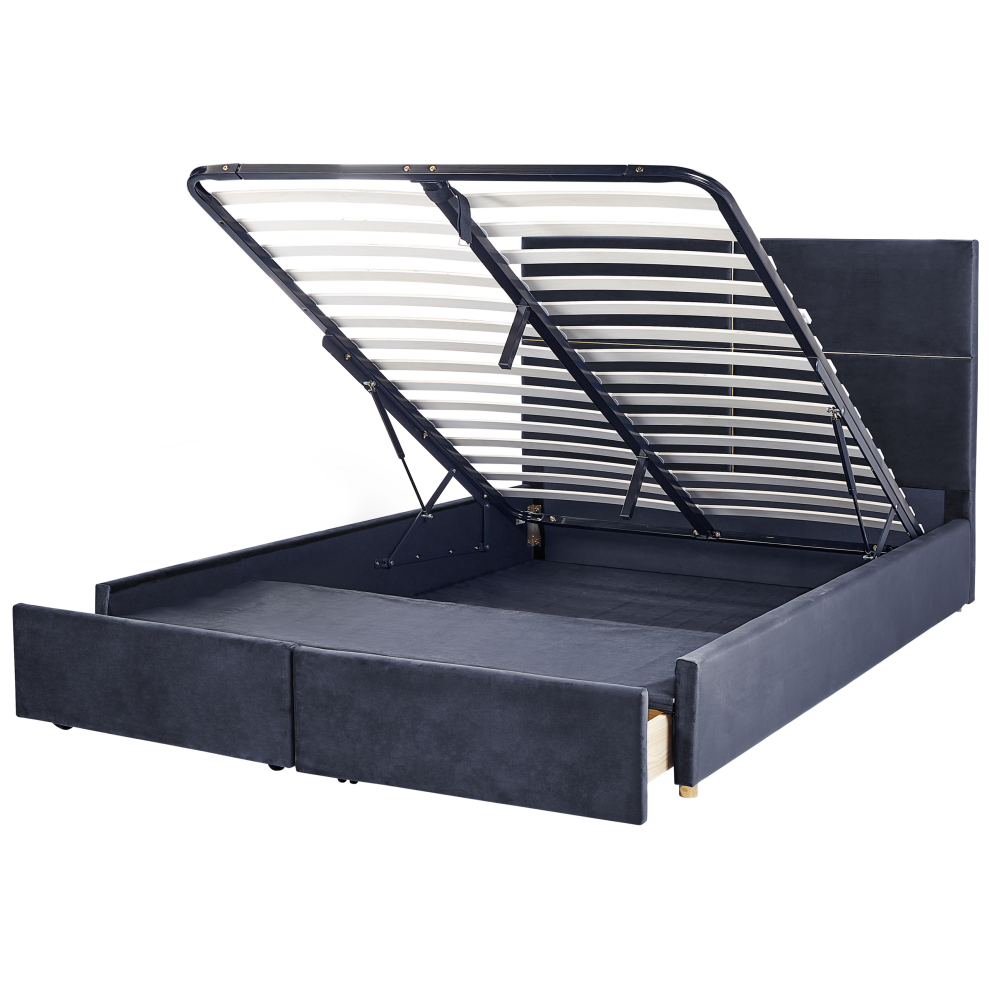 Ottoman Bed Velvet VERNOYES 180 x 200 cm (EU Super King) Black