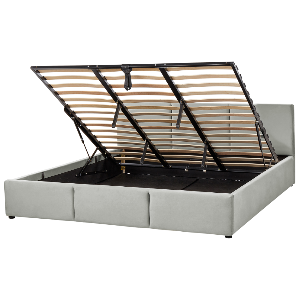 Ottoman Bed Velvet BOUSSE 180 x 200 cm (EU Super King) Light Grey