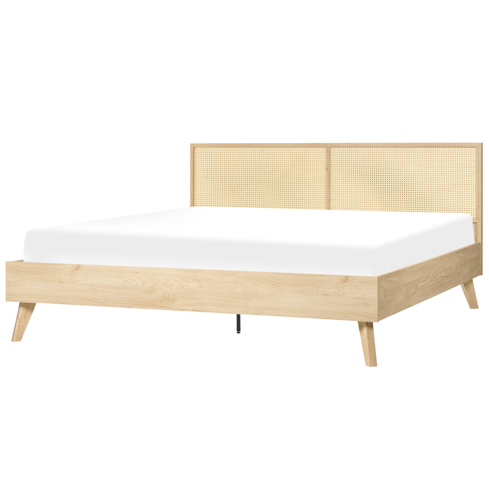 Bed Rattan MONPAZIER 180 x 200 cm (EU Super King) Light Brown