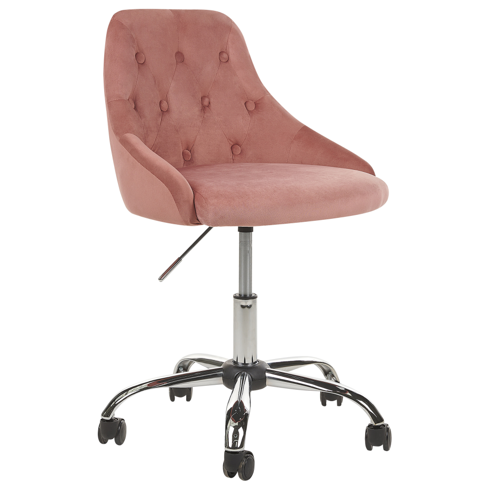 Desk Chair Swivel PARRISH Velvet Pastel Pink