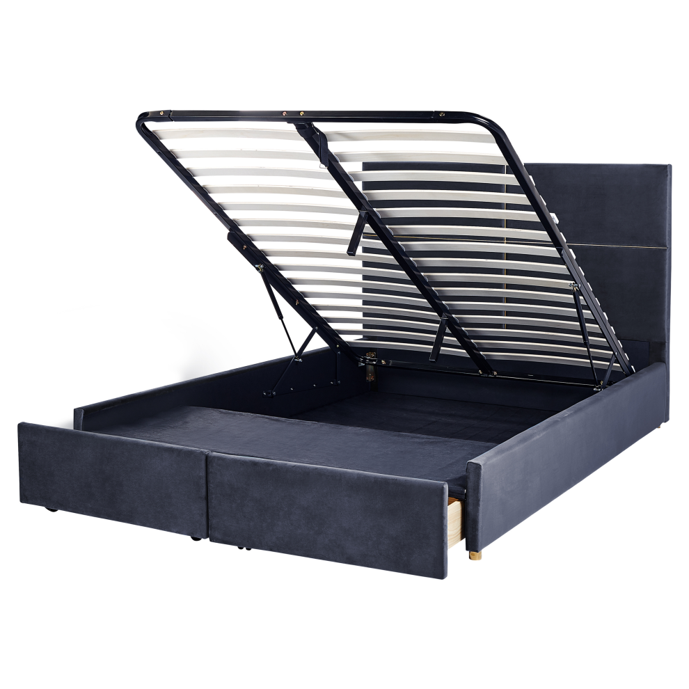 Ottoman Bed Velvet VERNOYES 160 x 200 cm (EU King Size) Black