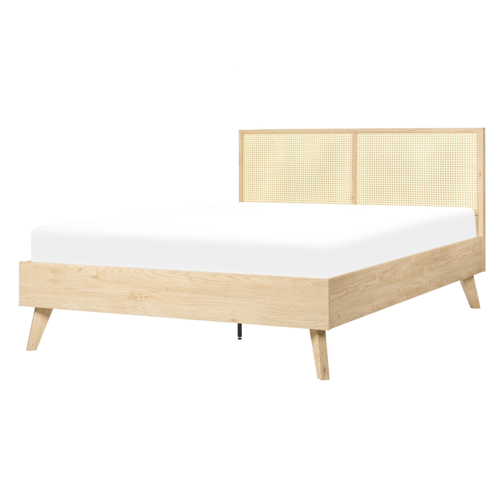 Bed Rattan MONPAZIER 140 x 200 cm (EU Double) Light Brown