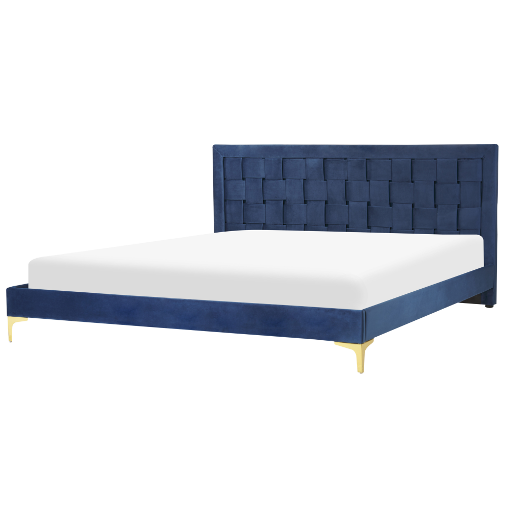 Bed Velvet LIMOUX 180 x 200 cm (EU Super King) Navy Blue