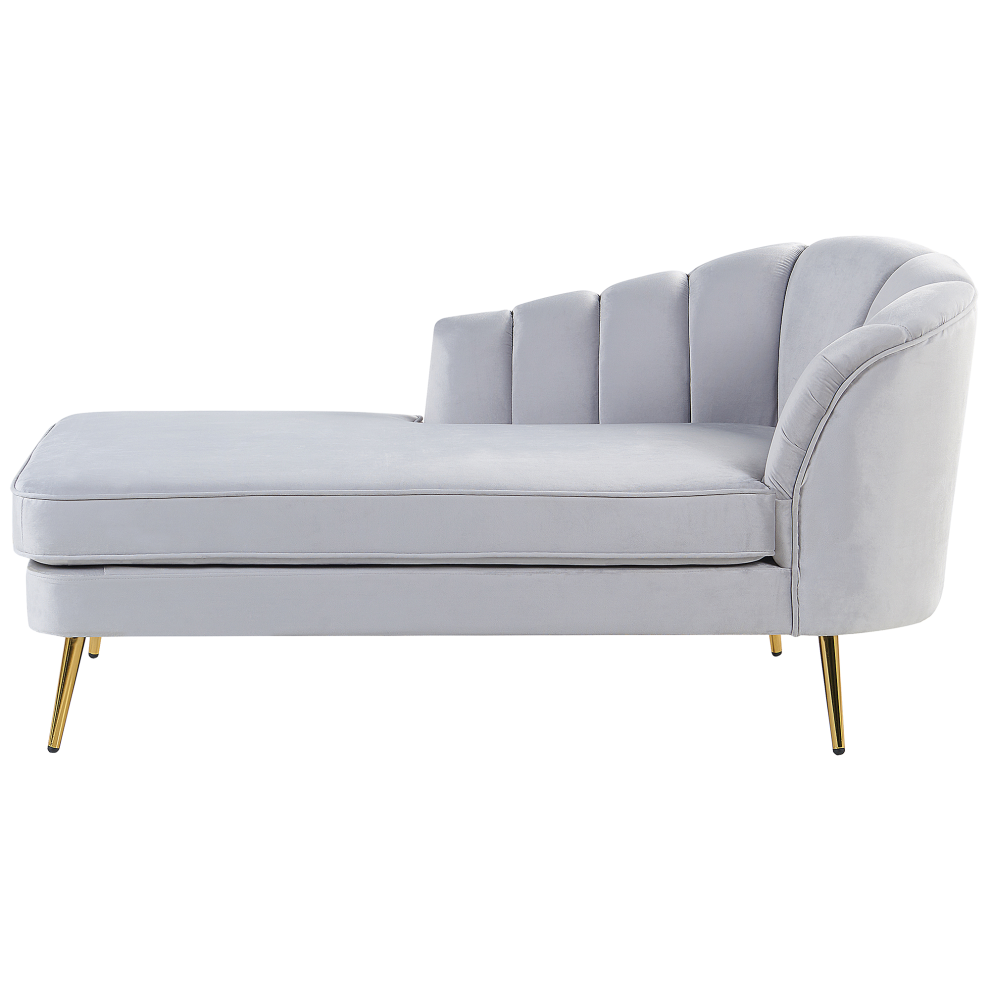 Right Hand Chaise Lounge ALLIER Velvet Light Grey