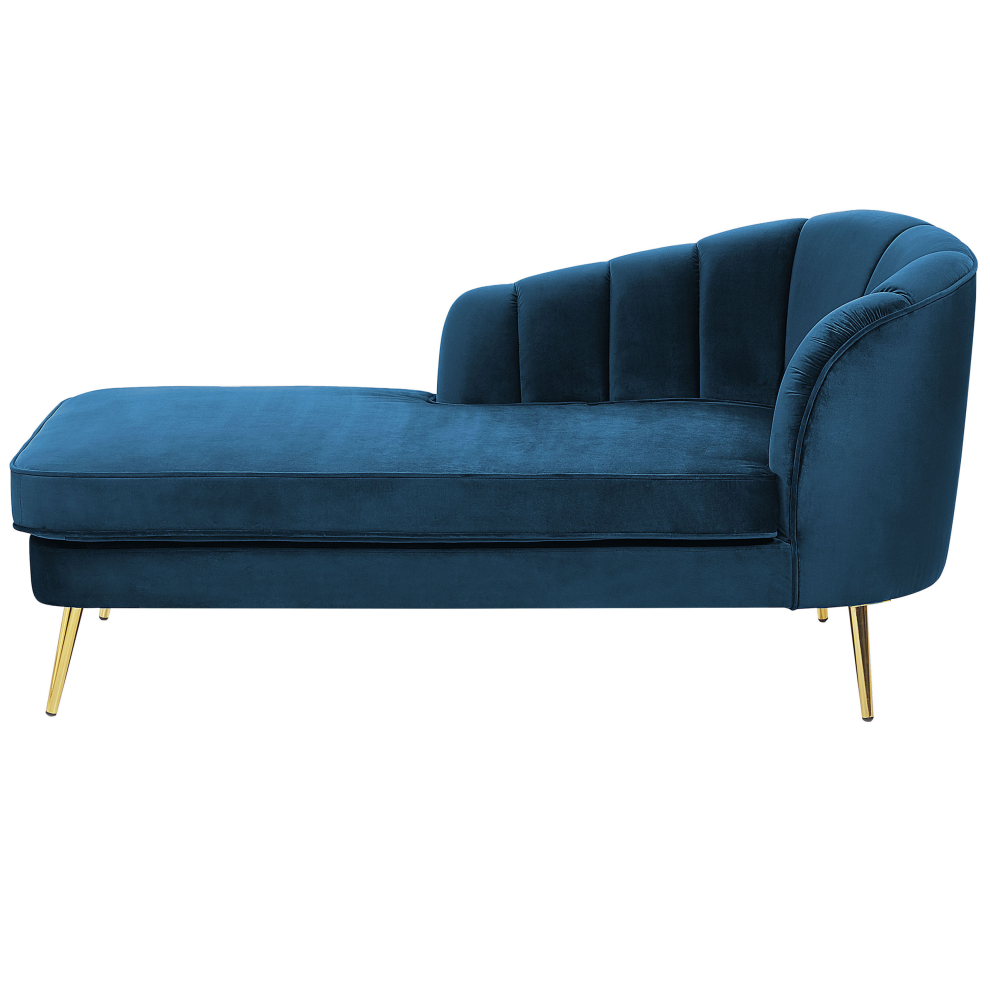 Right Hand Chaise Lounge ALLIER Velvet Navy Blue