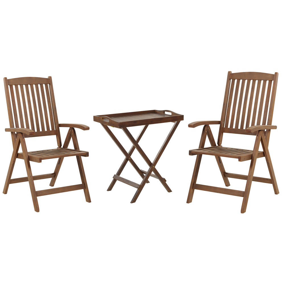 Bistro Set Folding AMANTEA Wood Dark Brown