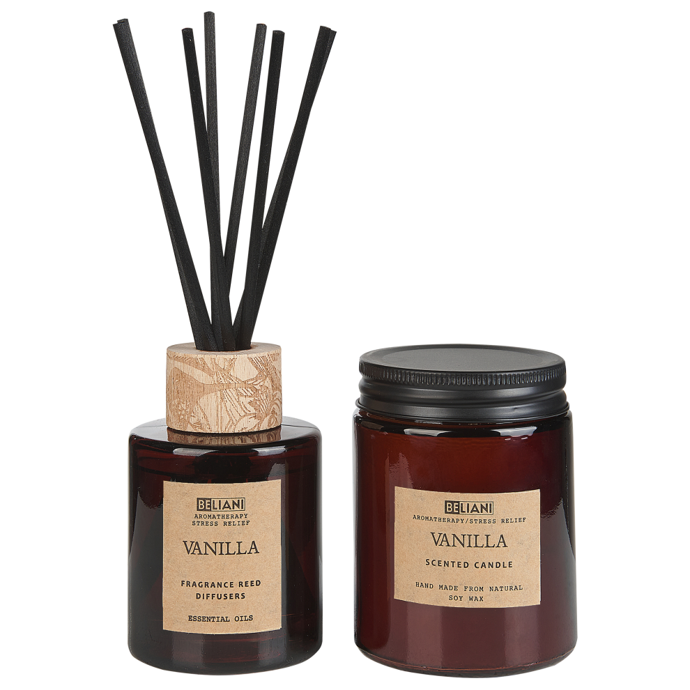 Scented Candle with Fragrance Reed Diffuser DARK ELEGANCE Soy Wax Floral Notes