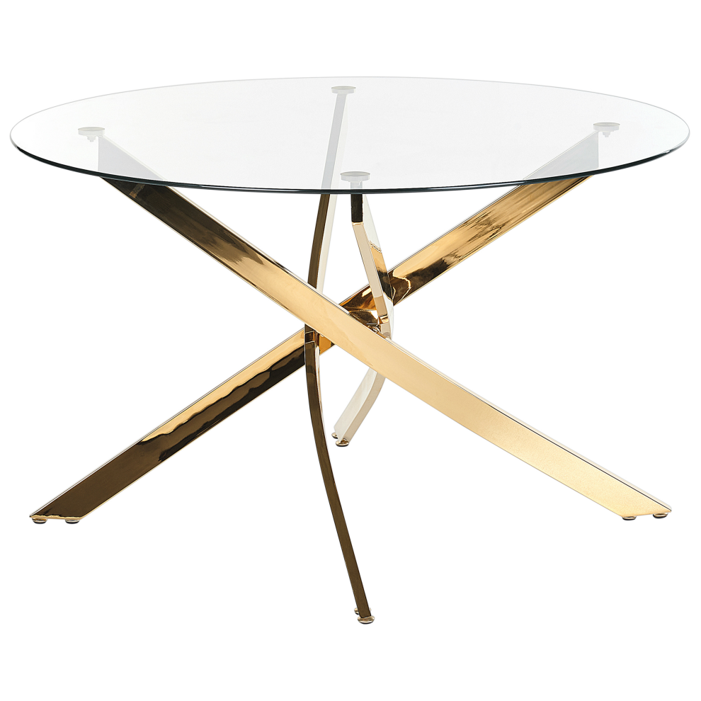 Dining Table MARAMO Gold 120 cm 120 cm Tempered Glass