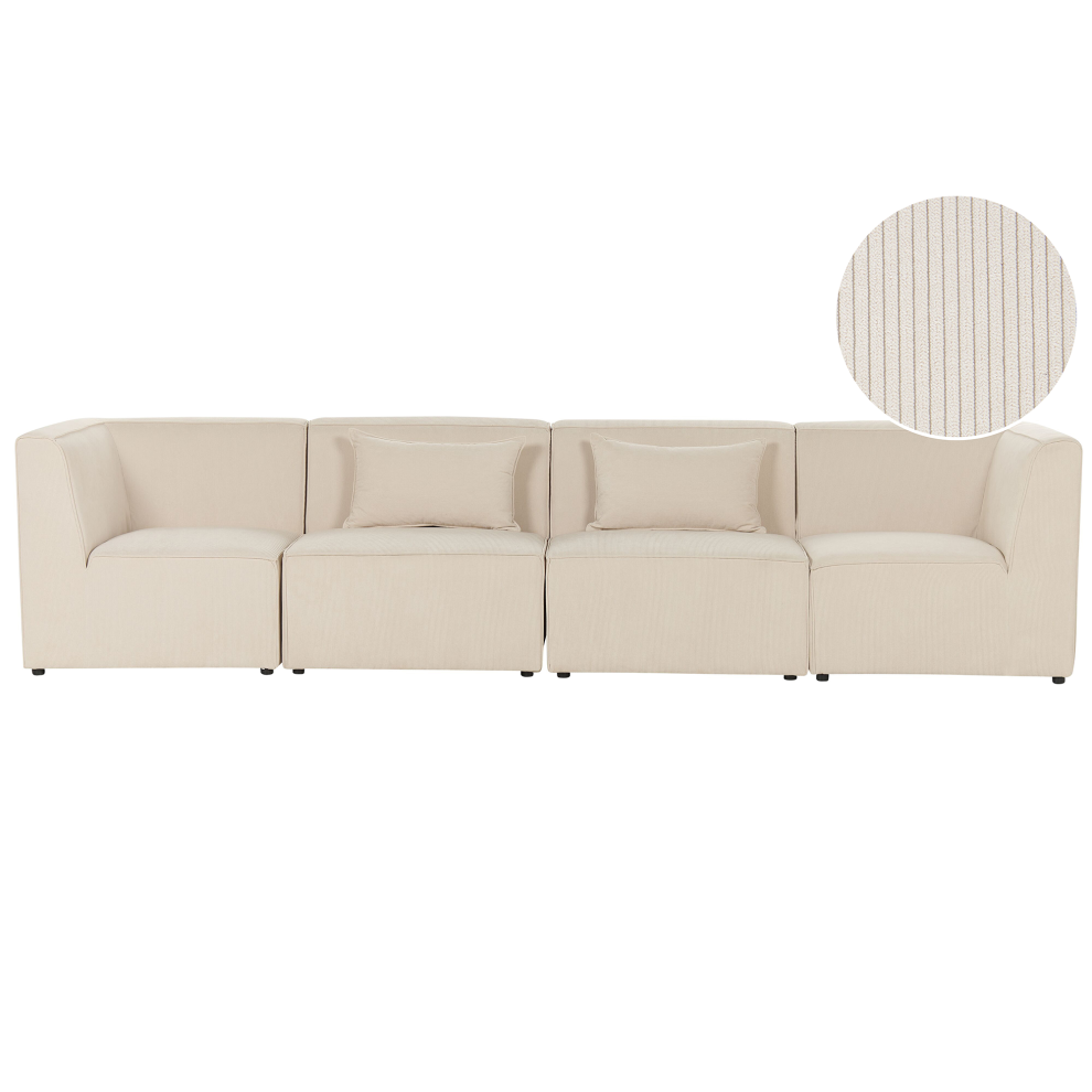 Modular Sofa LEMVIG Corduroy Light Beige 4 Seater