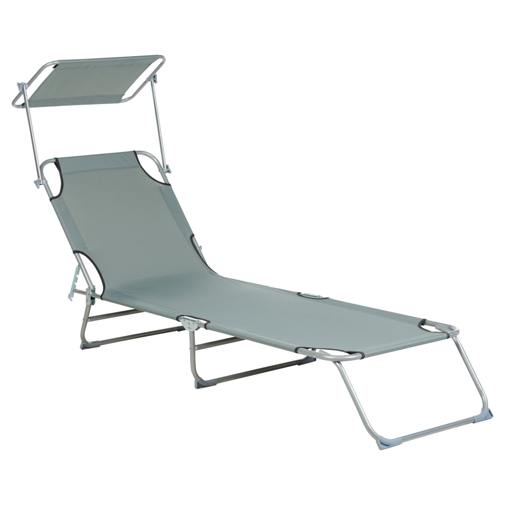 Sun Lounger FOLIGNO Reclining Metal Grey