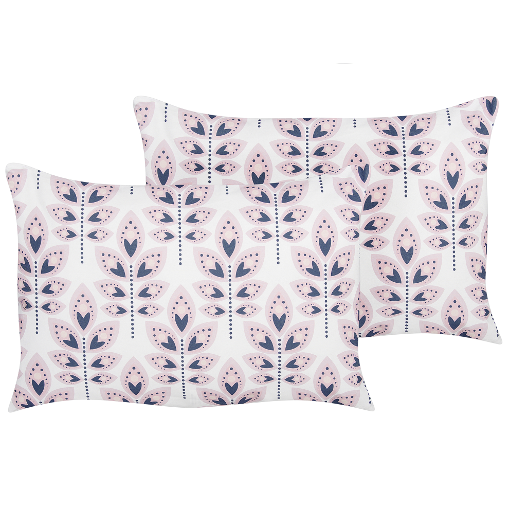 Set of 2 Outdoor Cushions TORRETTA Plant Pattern 40 x 60 cm Off-White
