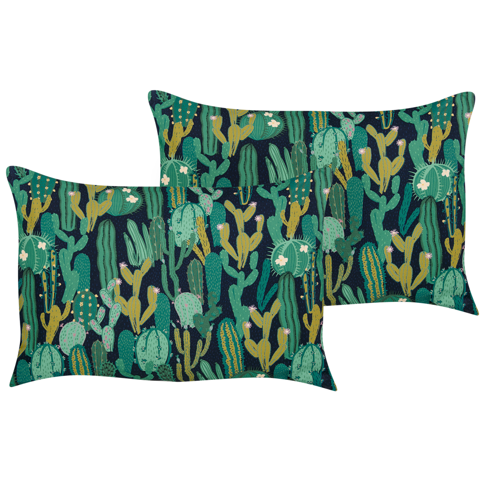 Set of 2 Outdoor Cushions BUSSANA Plant Pattern 40 x 60 cm Green