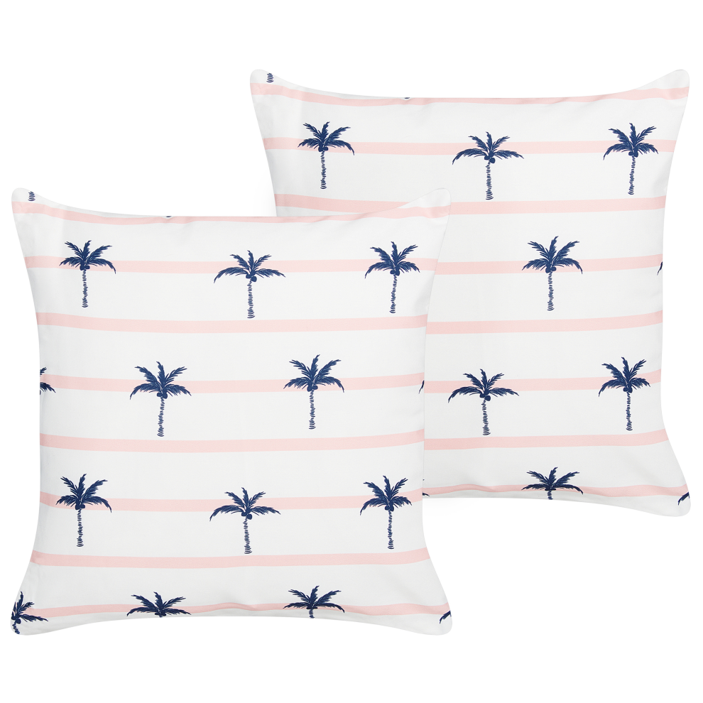 Set of 2 Outdoor Cushions MOLTEDO Striped 45 x 45 cm White