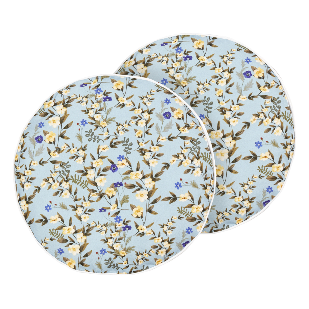 Set of 2 Cushions VALLORIA 40 x 40 cm Floral Light Blue