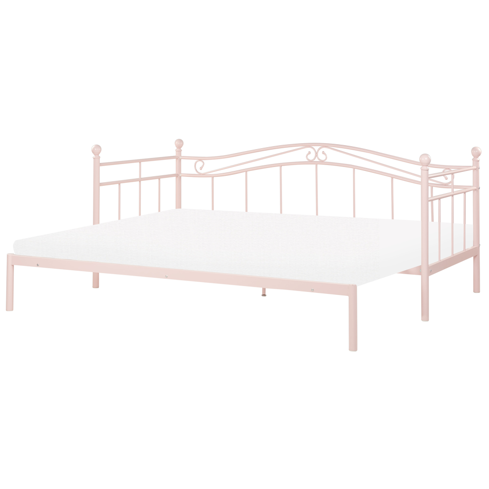 Trundle Bed Metal TULLE 90 x 200 cm (EU Single) Pastel Pink