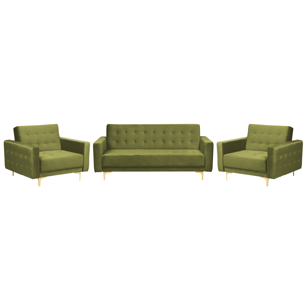 Modular Velvet Living Room Set Green ABERDEEN