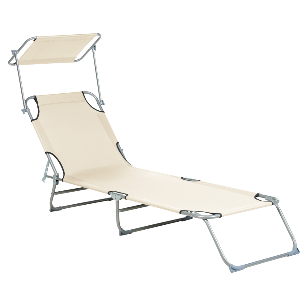 Sun Lounger FOLIGNO Reclining Metal Cream