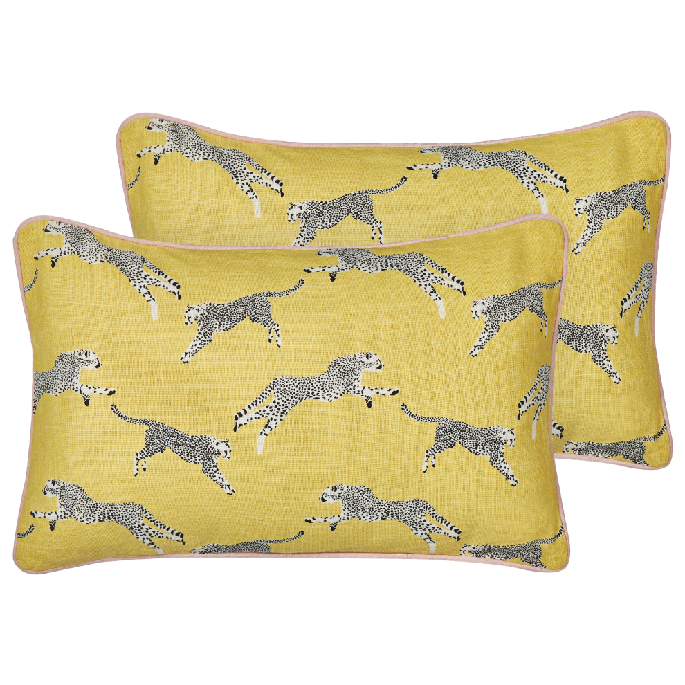 Set of 2 Decorative Cushions ARALES Cotton 30 x 50 cm Yellow
