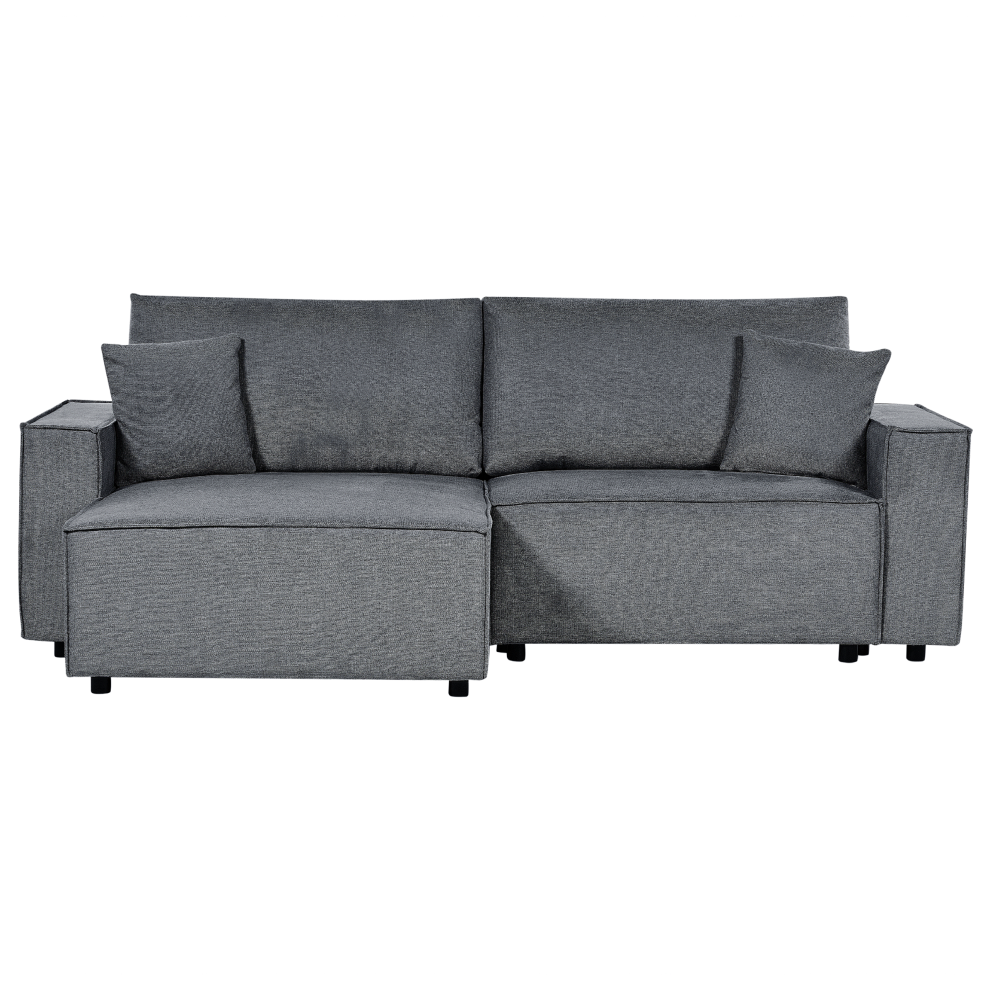Corner Sofa Bed KARILA Fabric Dark Grey with Storage 3 Seater Right Hand