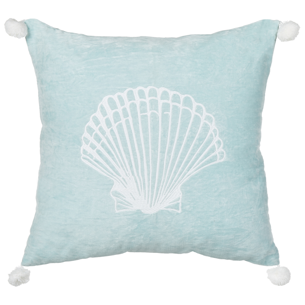 Throw Cushion LEATHESIA Velvet 45 x 45 cm Light Blue Abstract Pattern