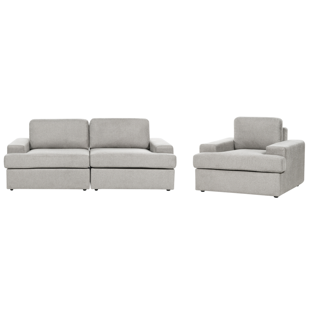 Living Room Set ALLA Fabric Light Grey 4 Seater