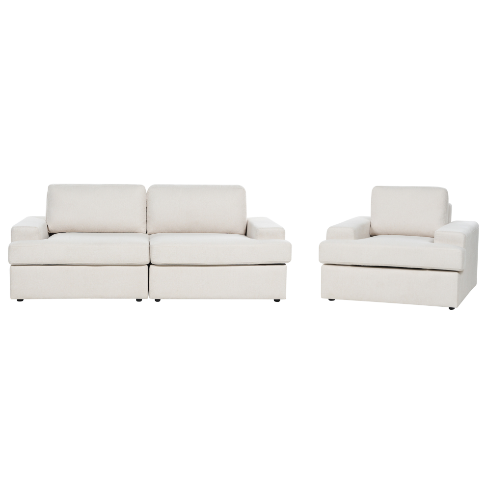 Living Room Set ALLA Fabric Light Beige 4 Seater