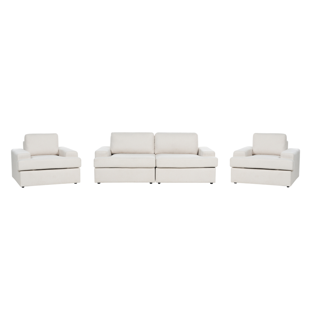 Living Room Set ALLA Fabric Light Beige 5 Seater