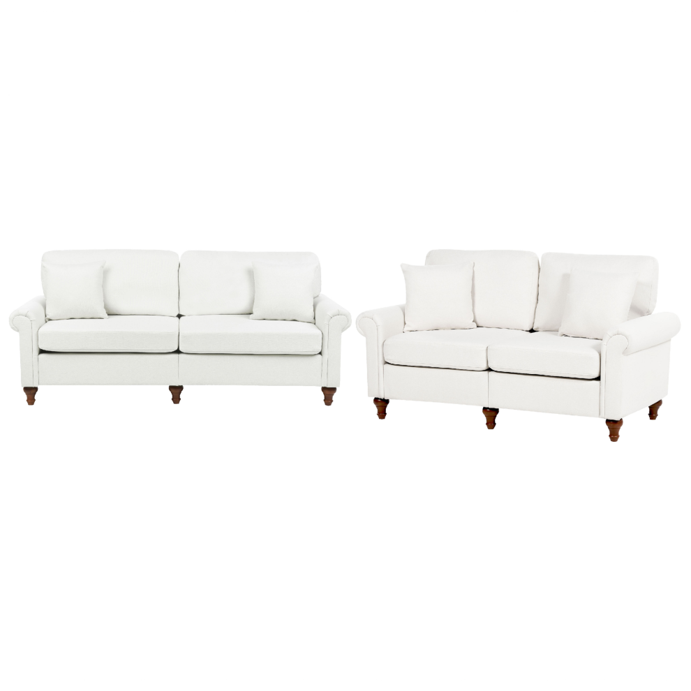 Fabric Living Room Set White GINNERUP