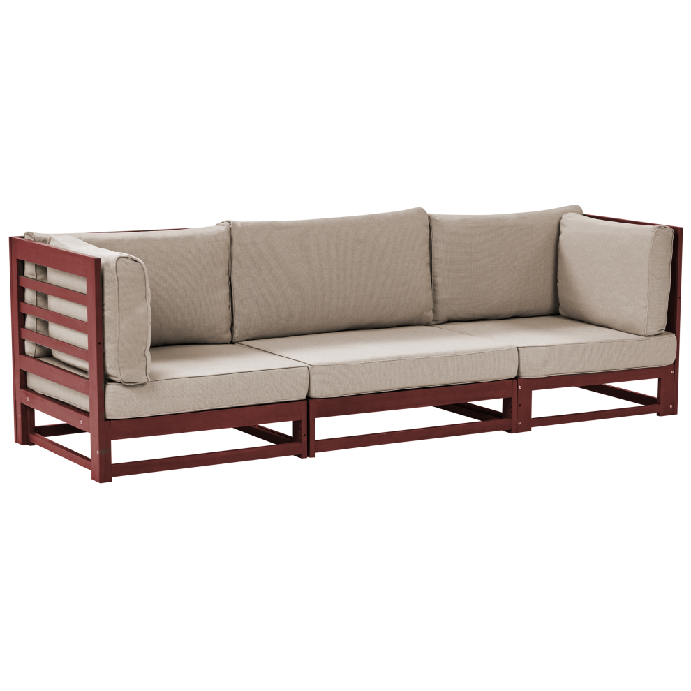 3 Seater Acacia Wood Garden Sofa Mahogany Brown TRANI