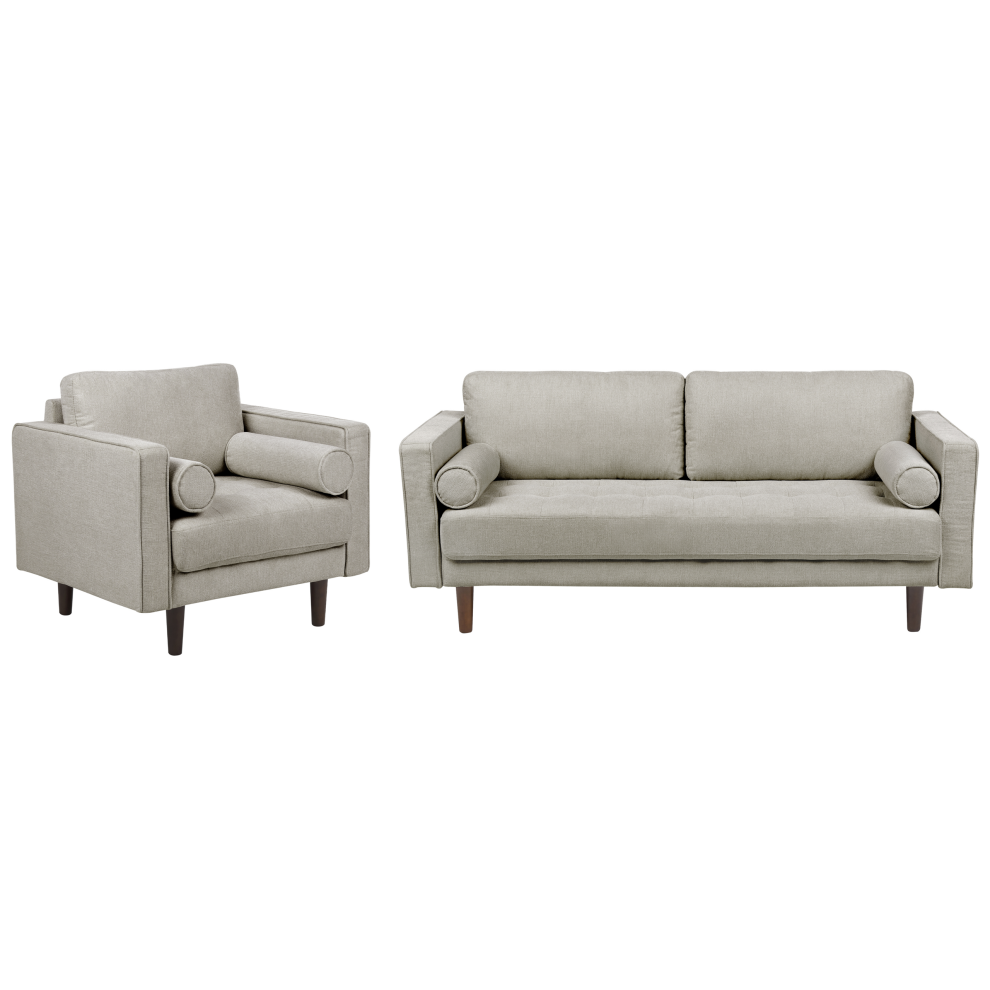 Living Room Set NURMO Fabric Taupe 4 Seater