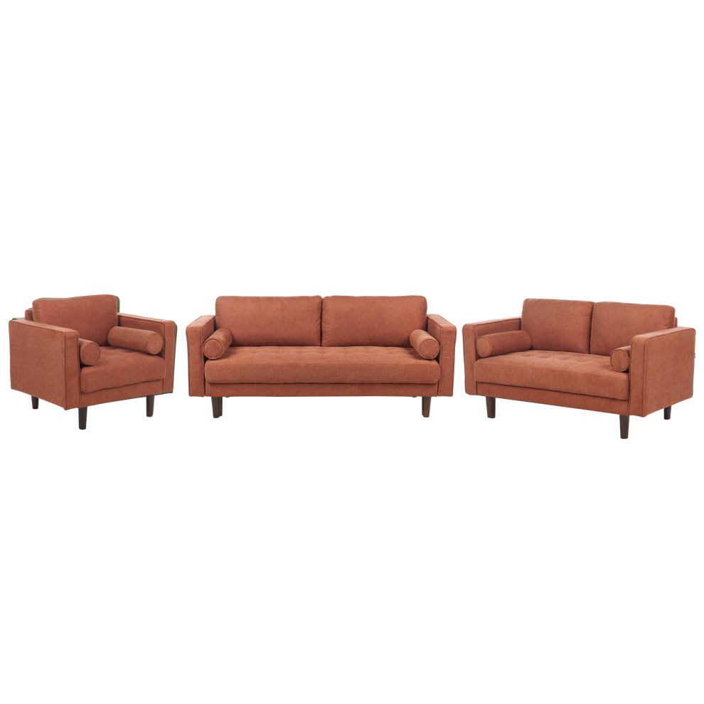 Living Room Set NURMO Fabric Golden Brown 6 Seater