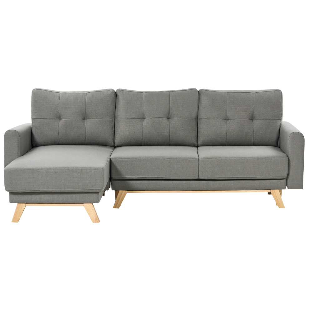 Corner Sofa Bed SIRO Fabric Grey with Storage 3 Seater Right Hand