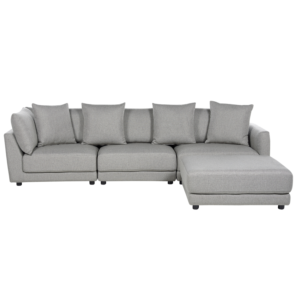 Sofa SIGTUNA Fabric Light Grey with Ottoman 3 Seater
