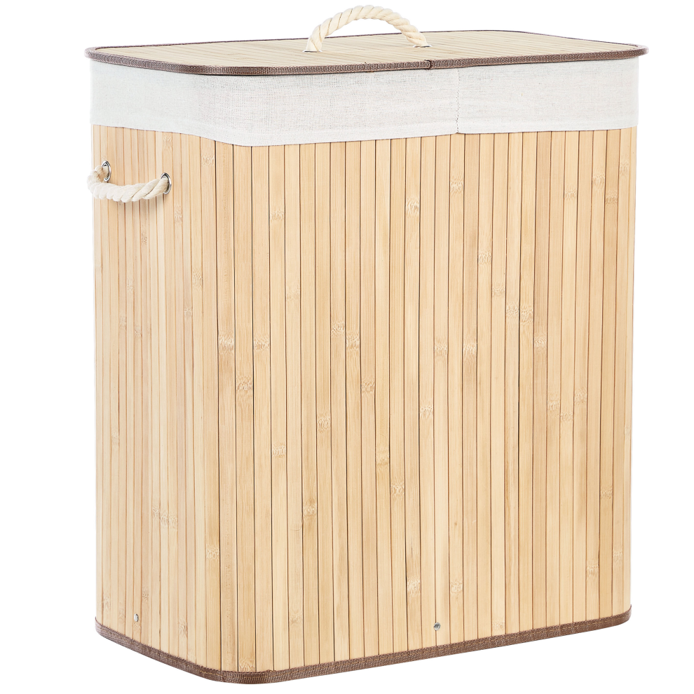Bamboo Basket with Lid Light Wood KANDY