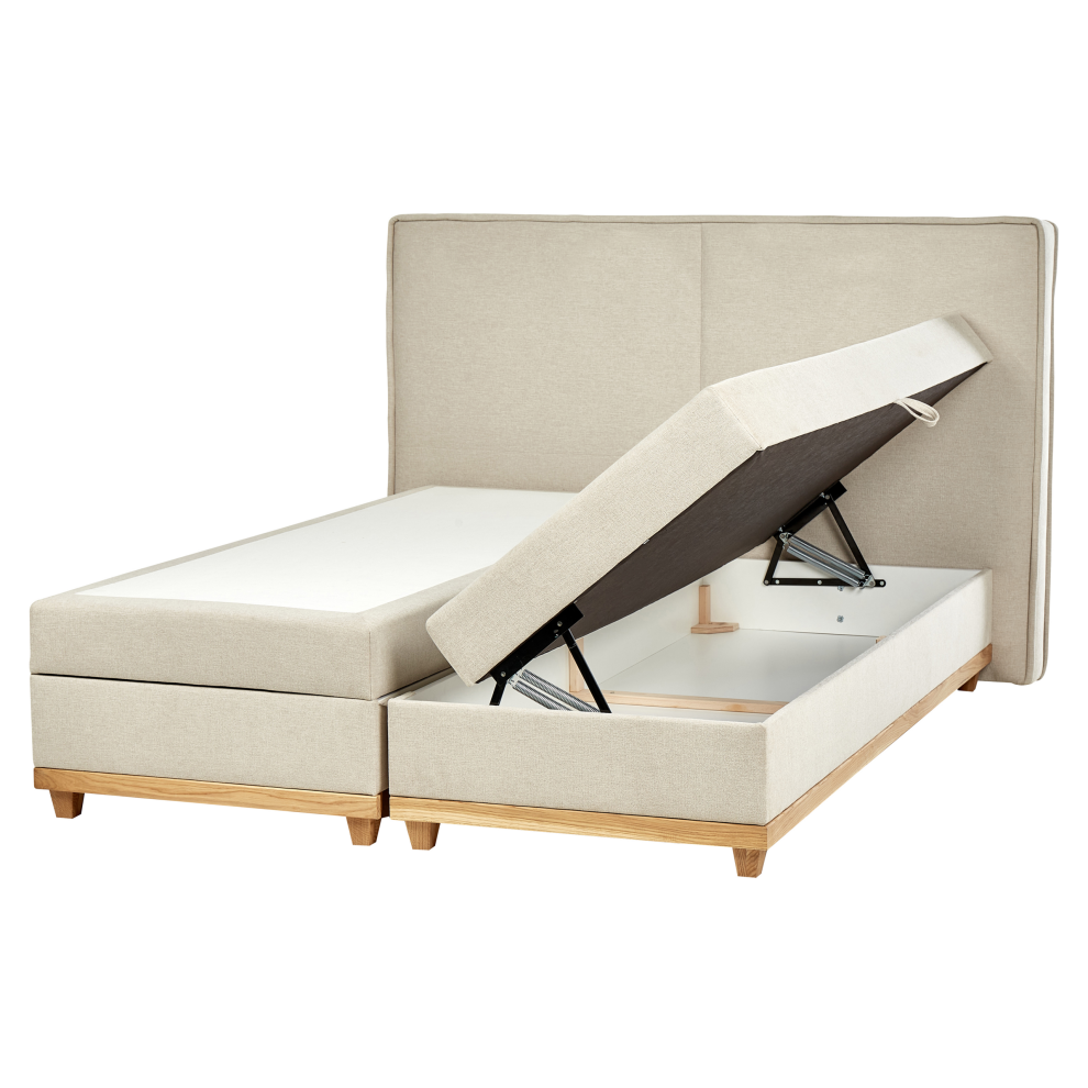 Divan Bed with Storage Fabric DYNASTY 160 x 200 cm (EU King Size) Beige