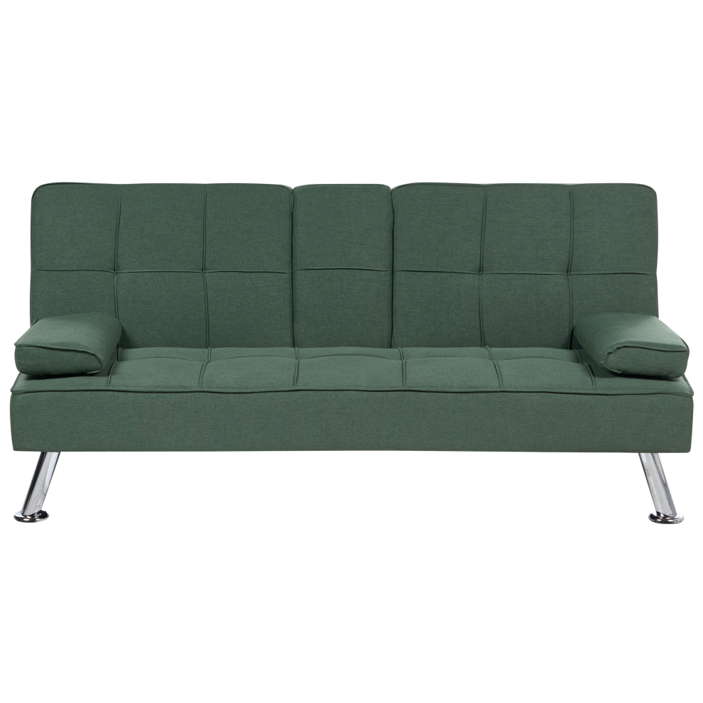 Sofa Bed ROXEN Fabric Dark Green 3 Seater