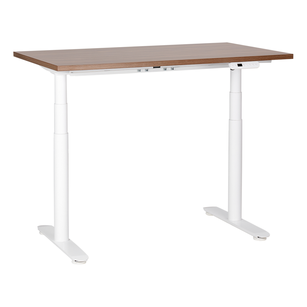 Electric Adjustable Standing Desk 120 x 72 cm Dark Wood and White DESTINAS