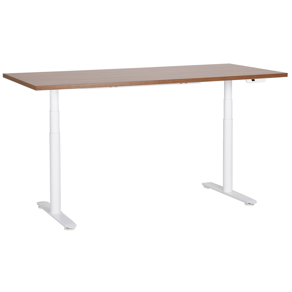 Electric Adjustable Standing Desk 180 x 80 cm Dark Wood and White DESTINAS