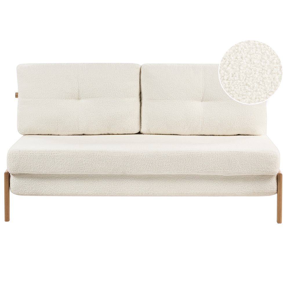 Sofa Bed EDLAND Boucle Off-White 2 Seater