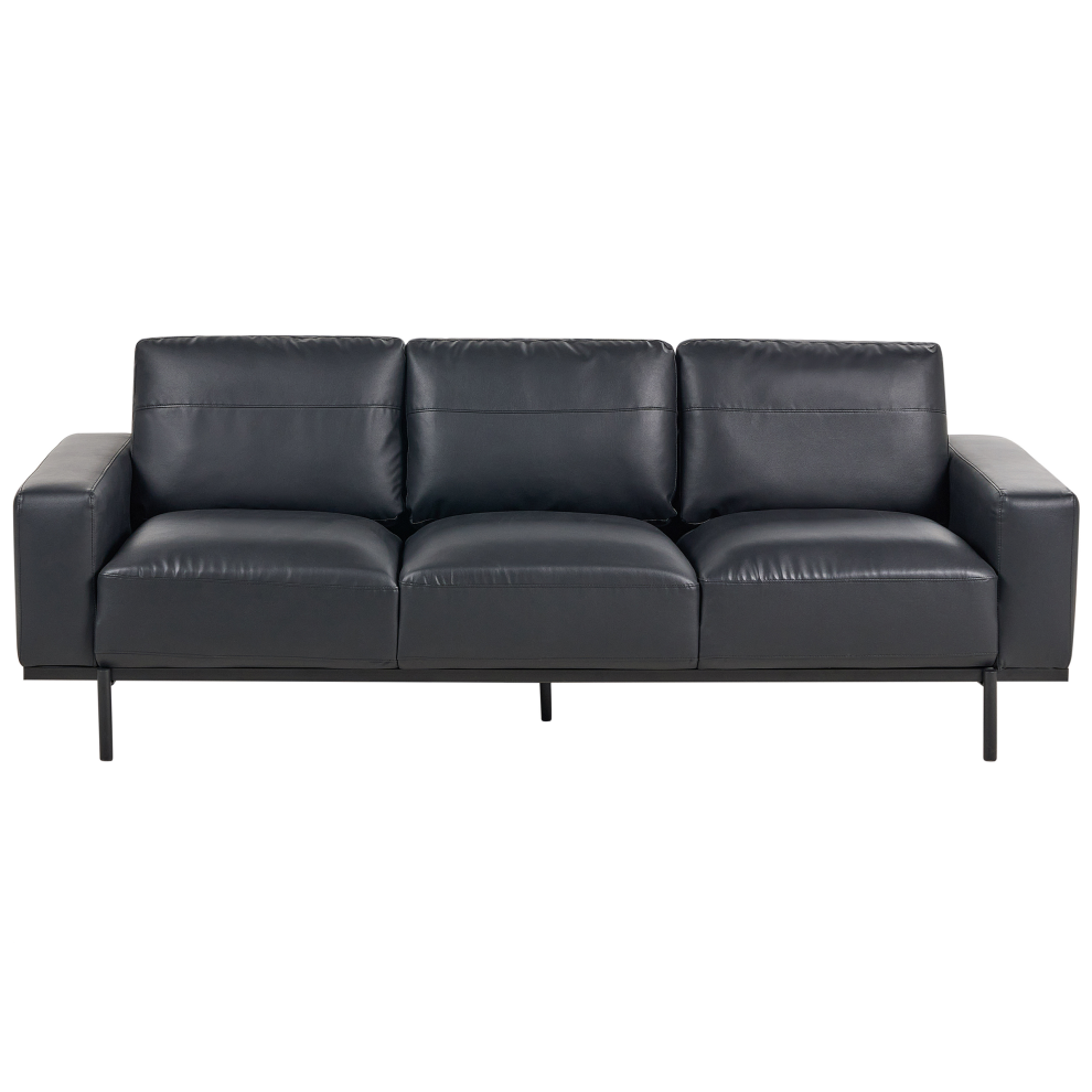 Sofa SOVIK Faux Leather Black 3 Seater