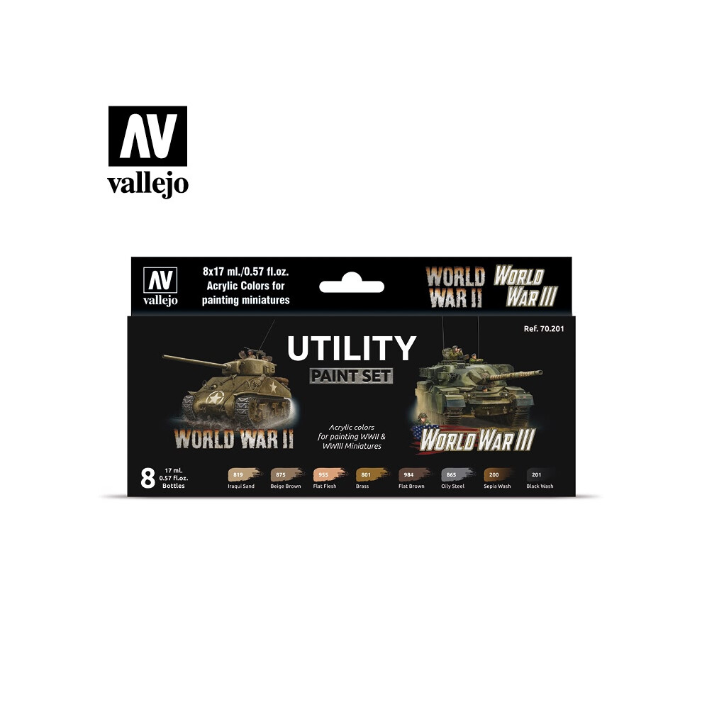 VAL70201 - AV Vallejo Model Color Set - Utility paint set (8)