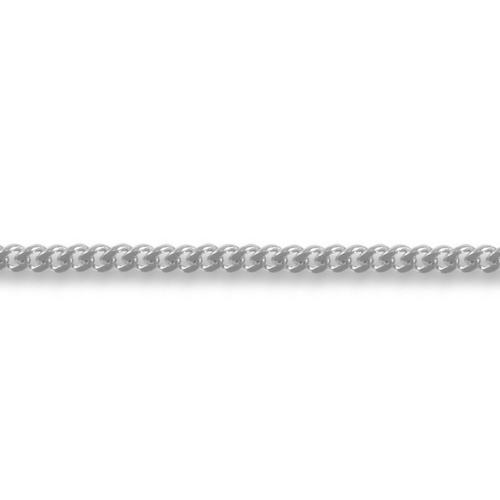 (18) Jewelco London Unisex Solid 9ct White Gold Diamond Cut Curb 1.4mm Gauge Pendant Chain Necklace