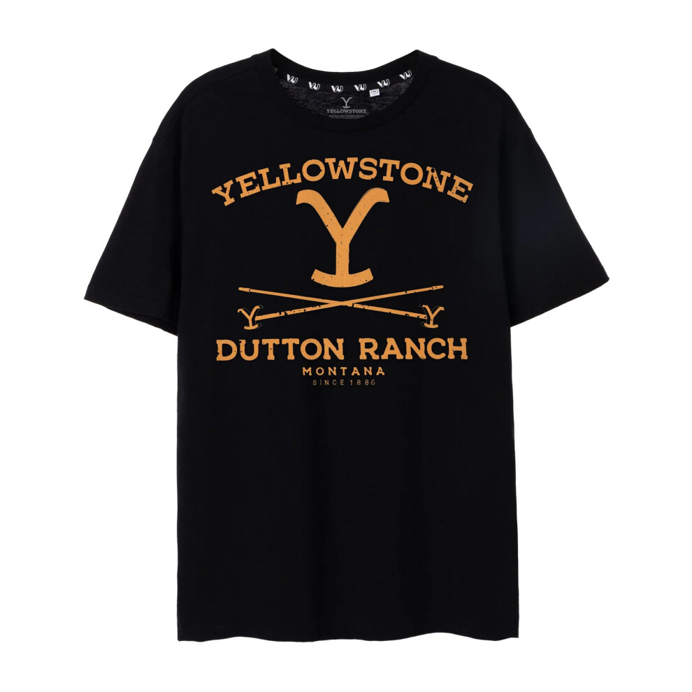 (XXL, Black) Yellowstone Mens Dutton Ranch T-Shirt