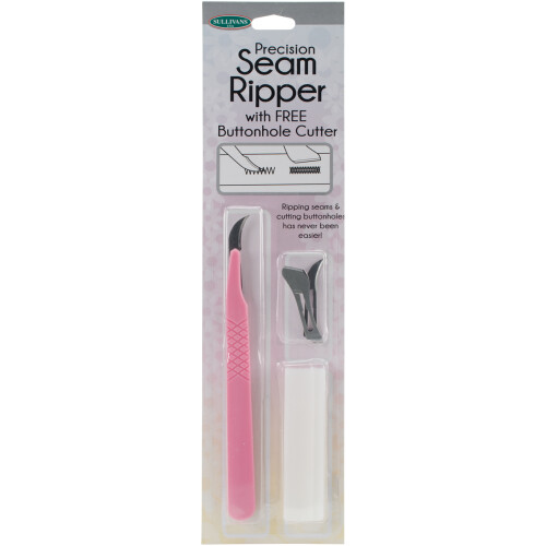 Sullivans Precision Seam Ripper With Free Buttonhole Cutter-Pink 372SR-37264