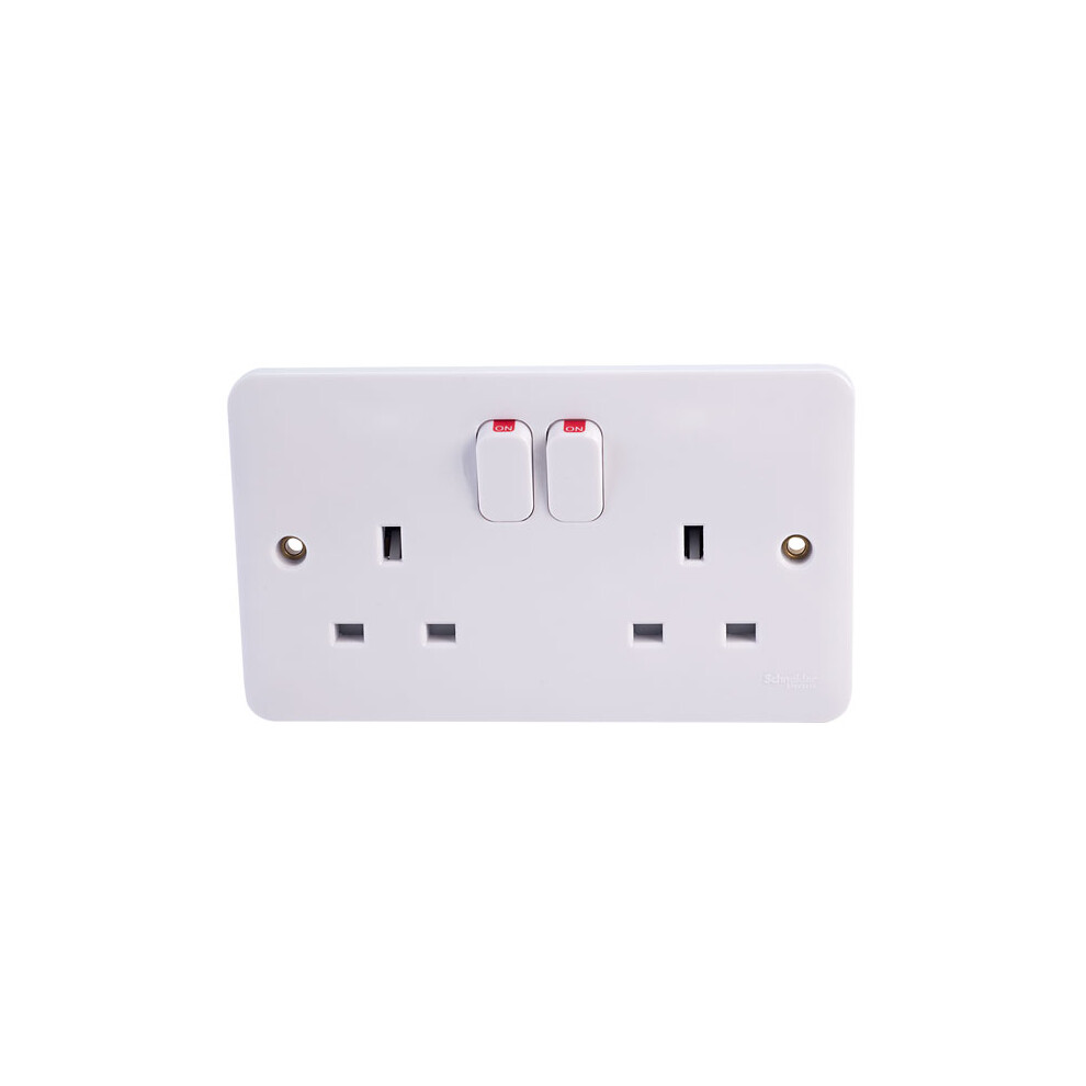 Schneider Electric GGBL3020S LWM 2 Gang 13A Switched Mains Socket