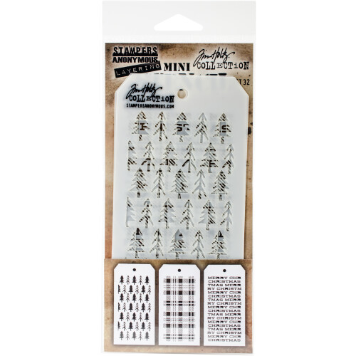 Stampers Anonymous MST032 Tim Holtz Mini Stencil stratificat 3/Pachet-Set #32