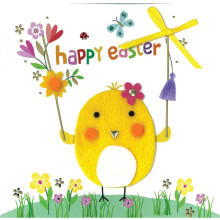 Felt Chick Happy Easter Wishes Hoppy Easter Fun Hand-Finished Greeting Card
