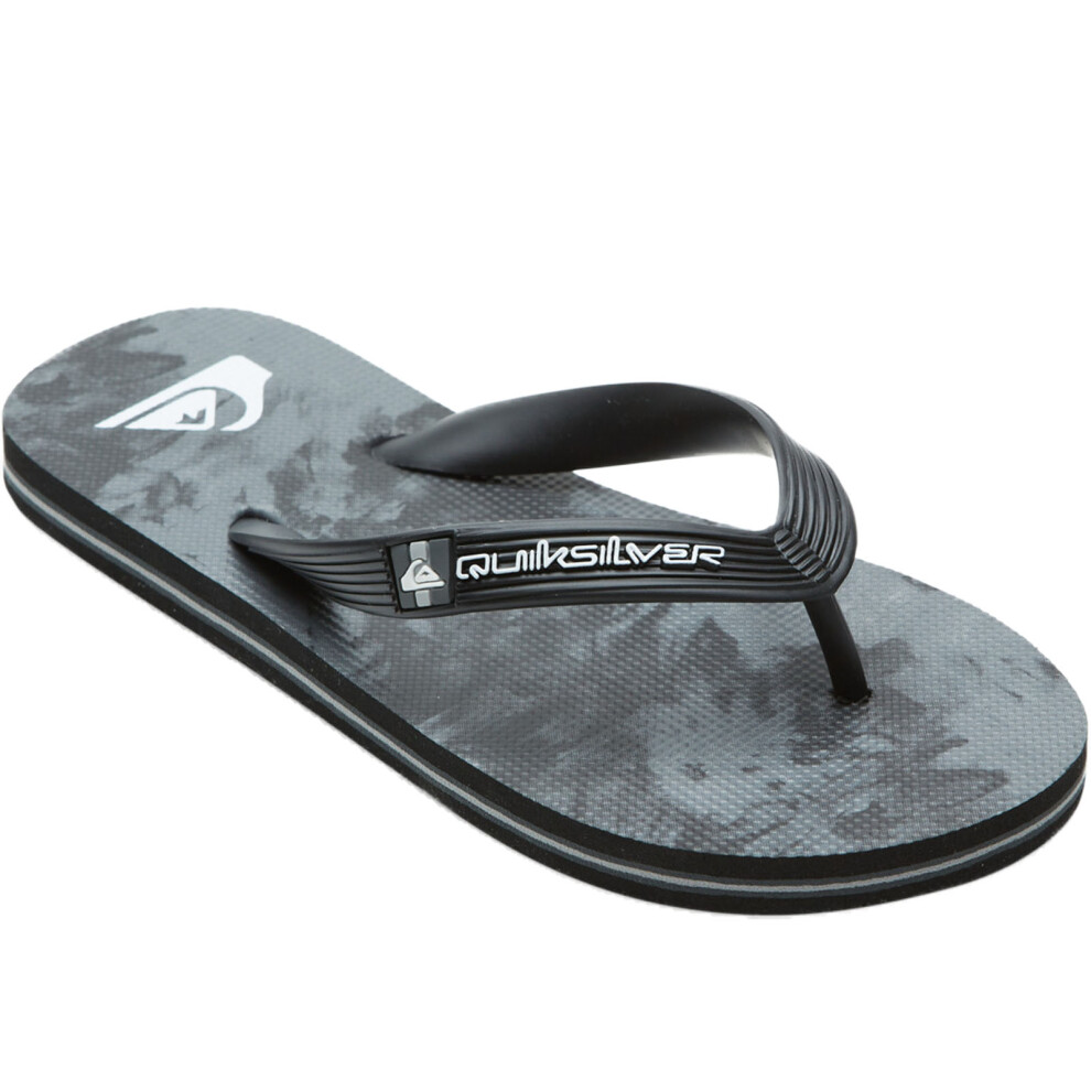 (4 UK, Black/Grey/Black) Quiksilver Kids Molokai Summer Beach Sandals Thongs Flip Flops