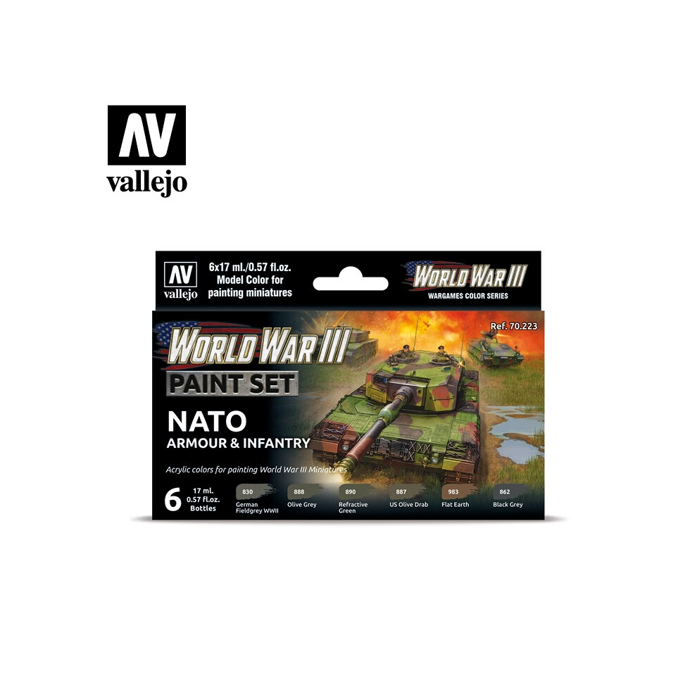 VAL70223 - AV Vallejo Model Color Set - WWIII Nato Armour&Infanrty (6)